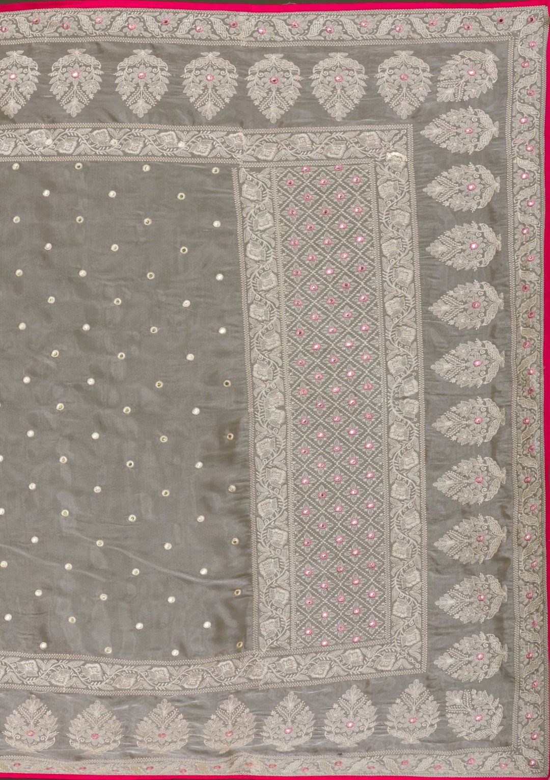 Pista Green Threadwork Organza Saree-Koskii