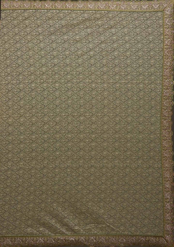 Pista Green Threadwork Net Designer Saree - Koskii
