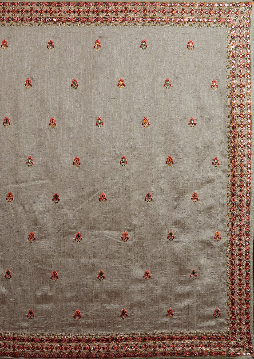 Pista Green Threadwork Raw Silk Designer Saree - Koskii