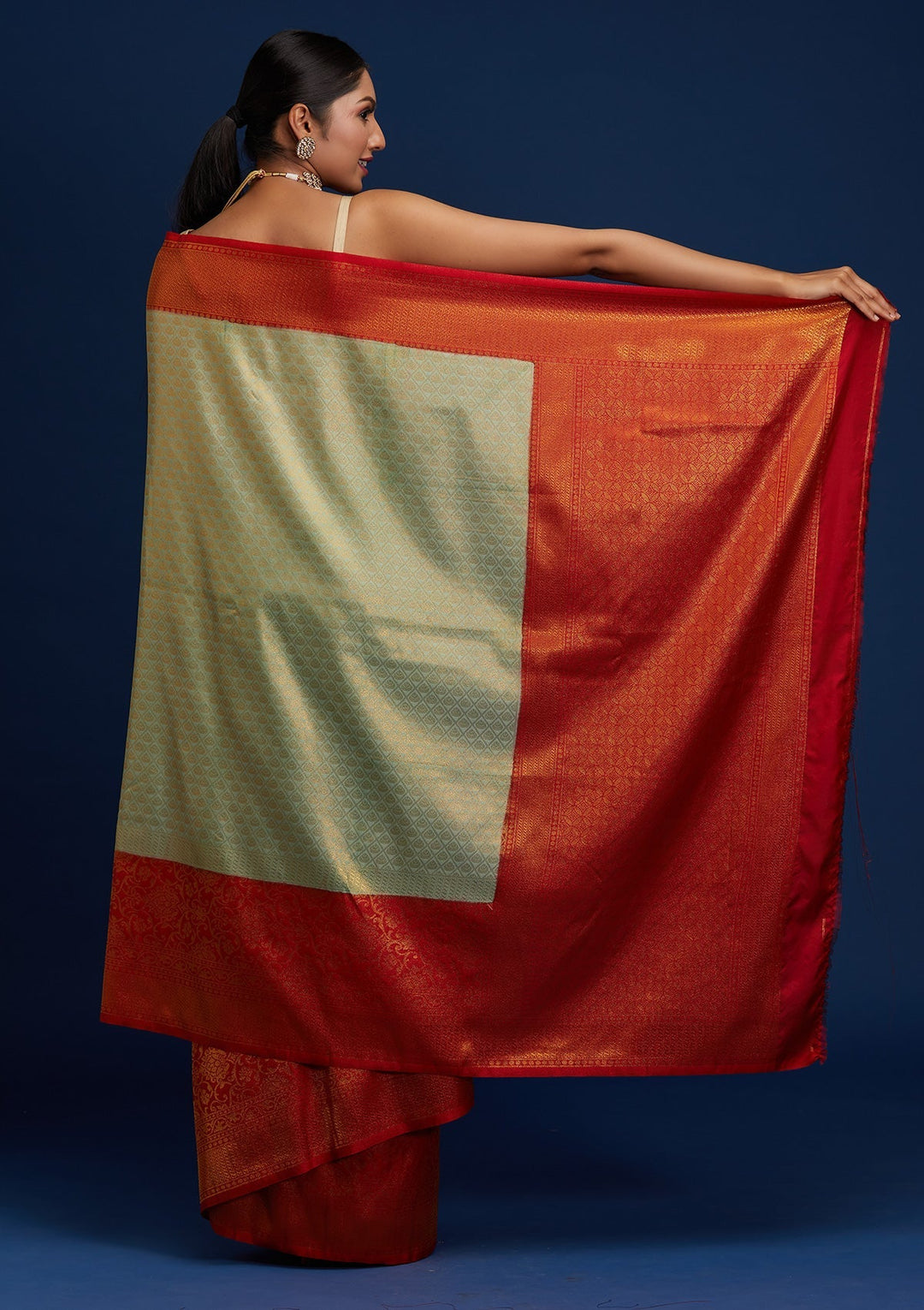 Pista Green Zariwork Art Silk Designer Saree - Koskii