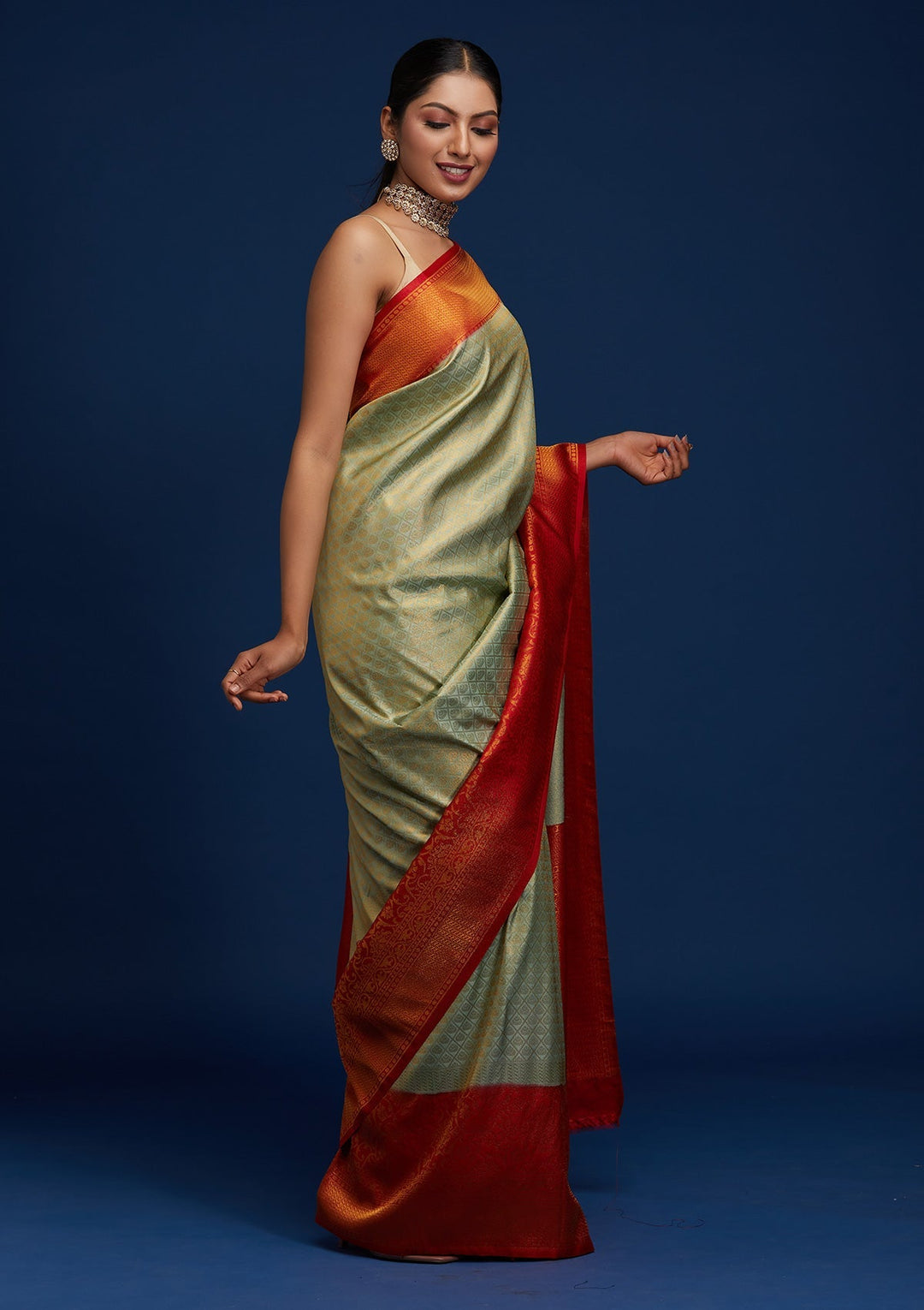 Pista Green Zariwork Art Silk Designer Saree - Koskii