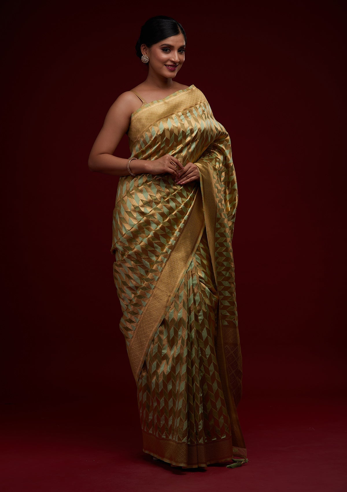 Pista Green Zariwork Art Silk Designer Saree - Koskii