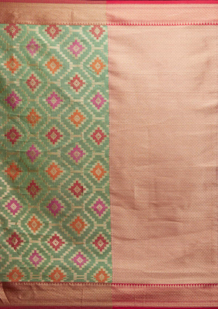 Pista Green Zariwork Art Silk Saree - Koskii