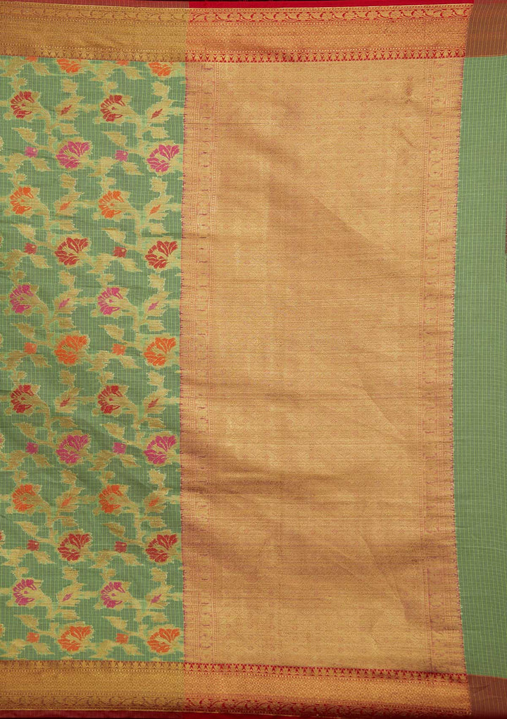 Pista Green Zariwork Art Silk Saree-Koskii