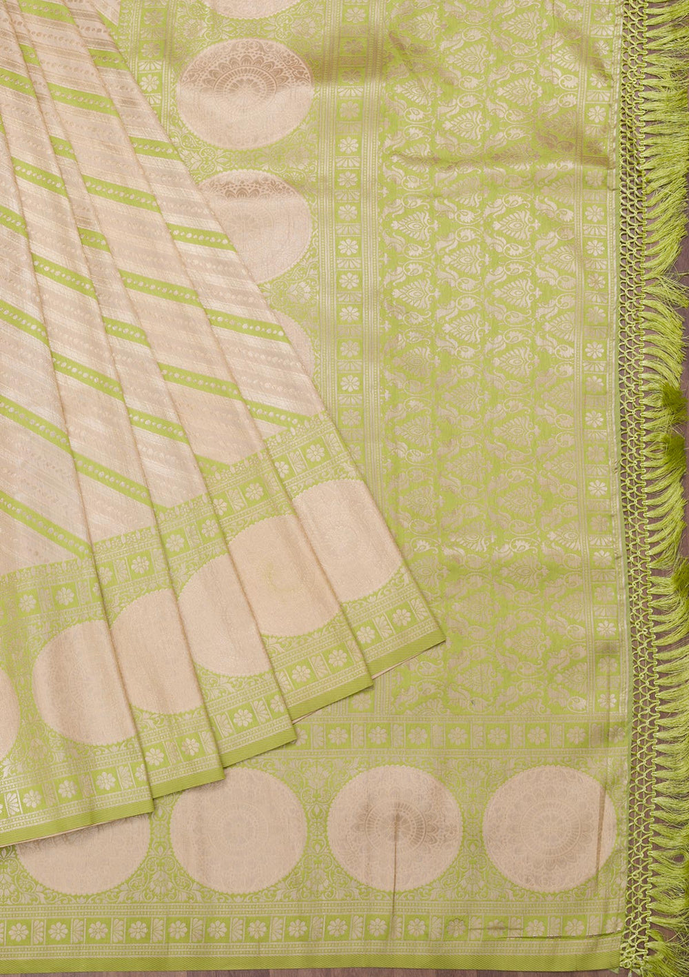 Pista Green Zariwork Art Silk Saree-Koskii
