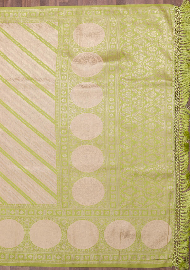 Pista Green Zariwork Art Silk Saree-Koskii