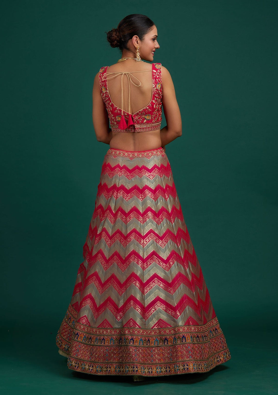 Pista Green Zariwork Banarasi Designer Semi-Stitched Lehenga - Koskii
