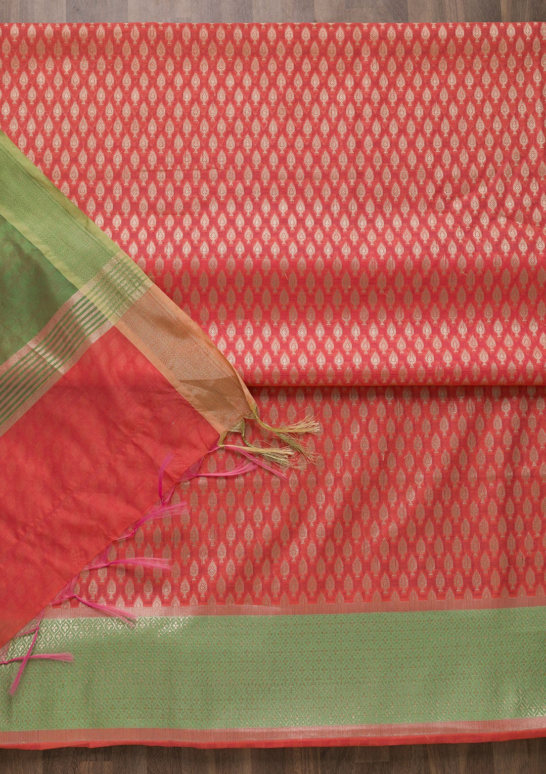 Pista Green Zariwork Brocade Unstitched Salwar Suit-Koskii