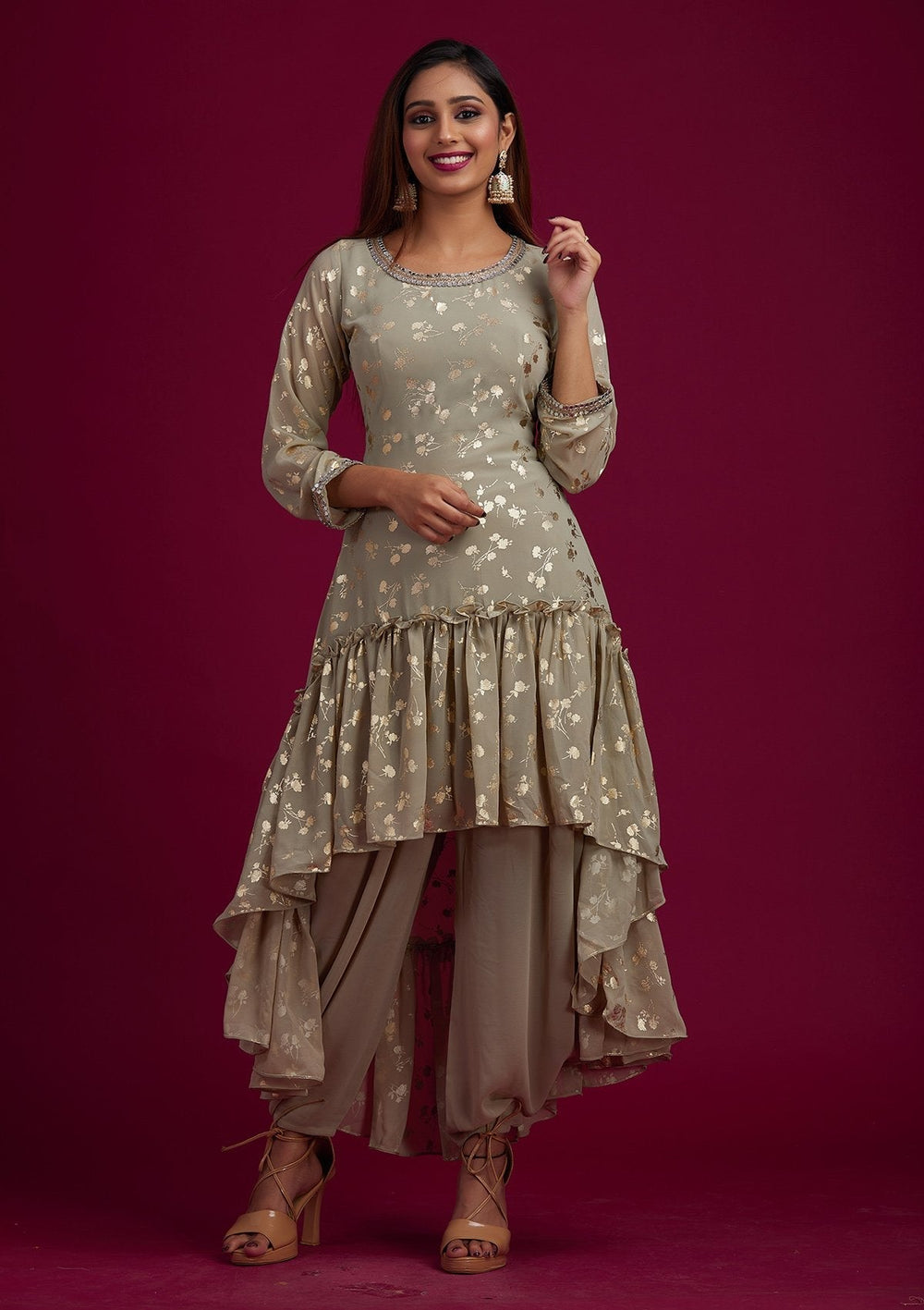 Pista Green Zariwork Georgette Designer Salwar-Suit - koskii