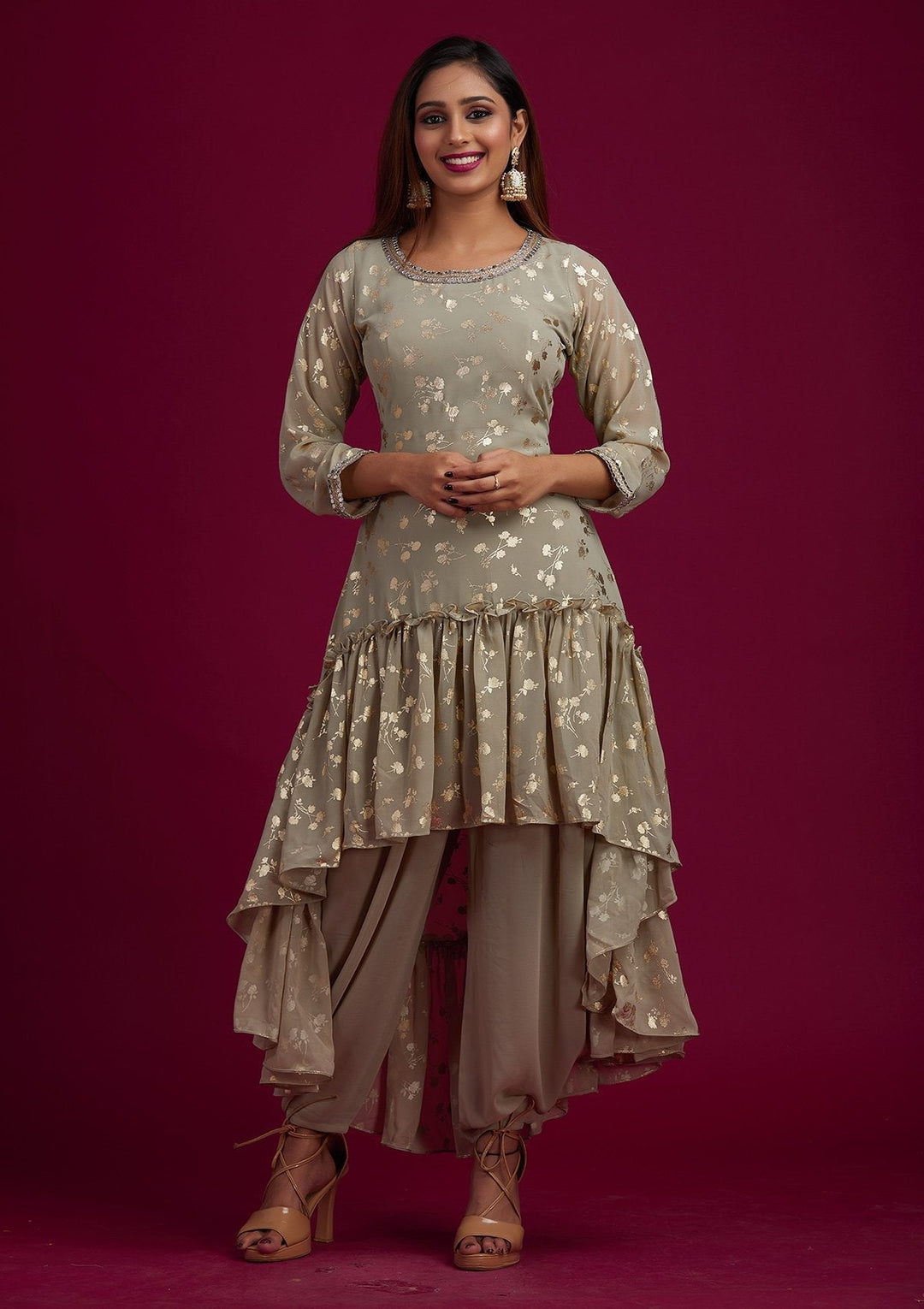 Pista Green Zariwork Georgette Designer Salwar-Suit - koskii
