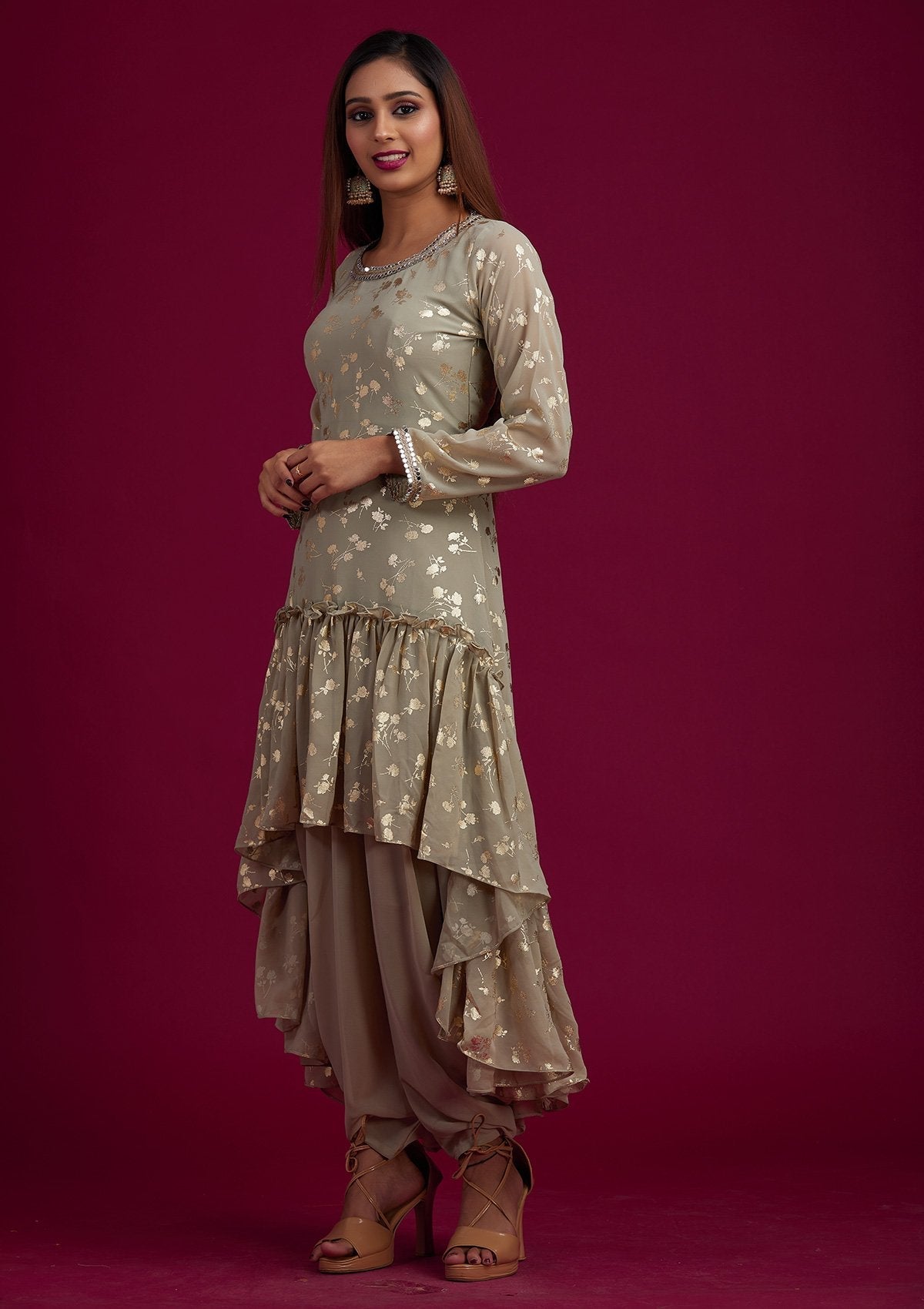 Pista Green Zariwork Georgette Designer Salwar-Suit - koskii