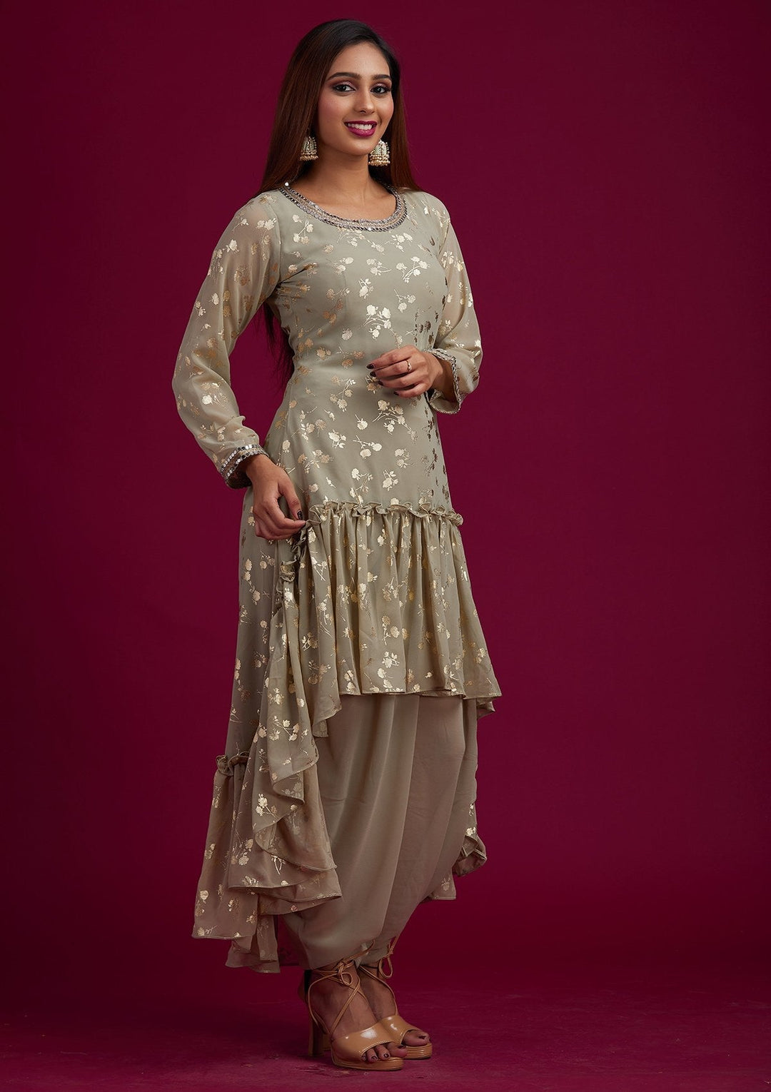 Pista Green Zariwork Georgette Designer Salwar-Suit - koskii