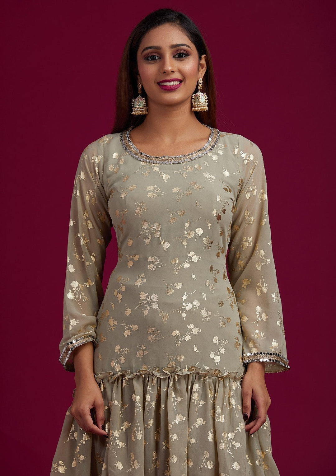 Pista Green Zariwork Georgette Designer Salwar-Suit - koskii