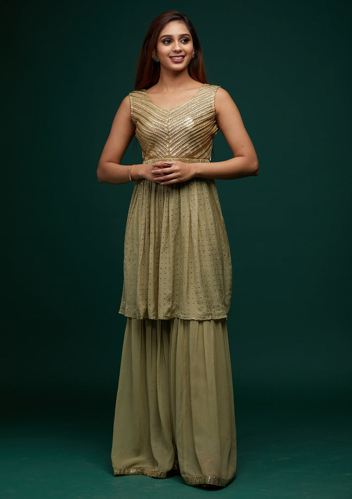 Pista Green Zariwork Georgette Designer Salwar Suit - Koskii