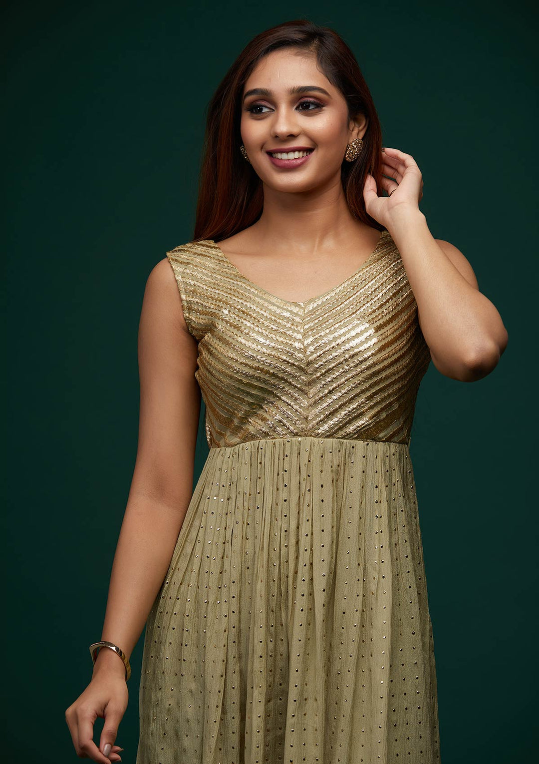 Pista Green Zariwork Georgette Designer Salwar Suit - Koskii