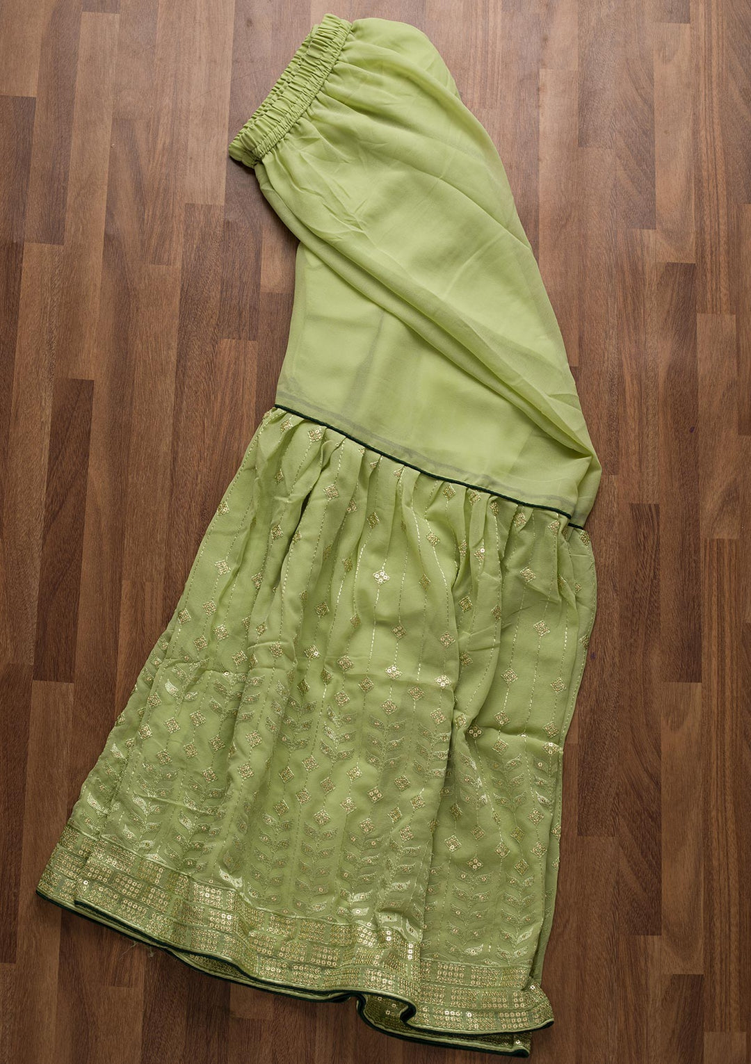 Pista Green Zariwork Georgette Unstitched Salwar Suit-Koskii