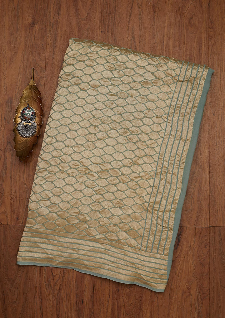 Pista Green Zariwork Georgette Designer Saree - koskii