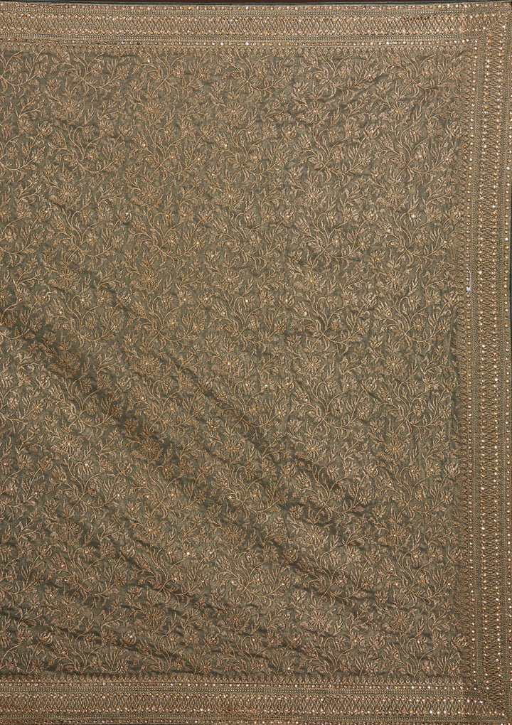 Pista Green Zariwork Georgette Saree-Koskii