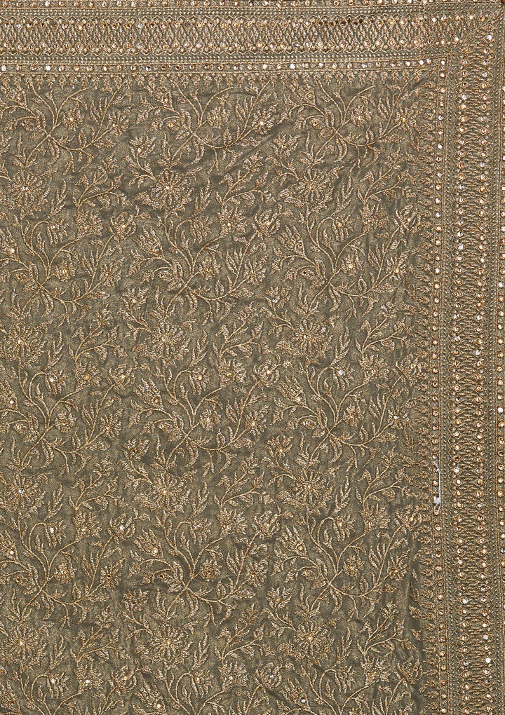 Pista Green Zariwork Georgette Saree-Koskii