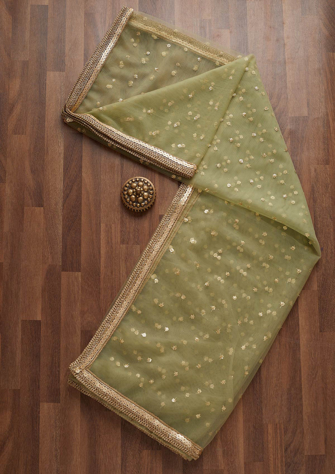 Pista Green Zariwork Net Readymade Dupatta-Koskii