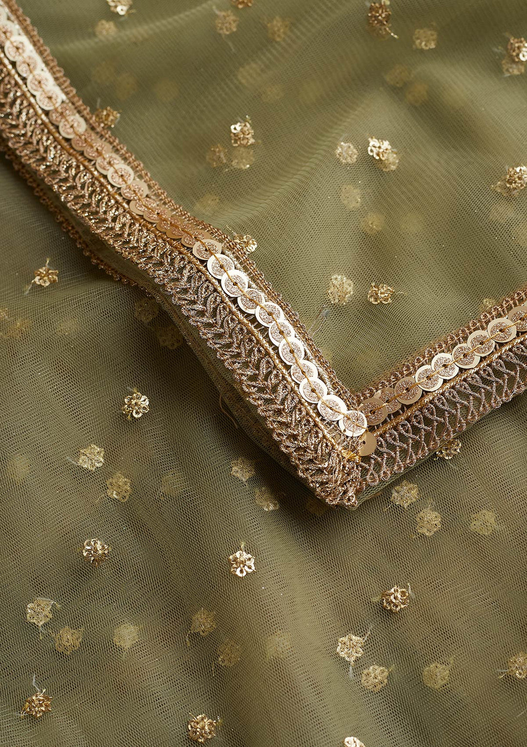 Pista Green Zariwork Net Readymade Dupatta-Koskii