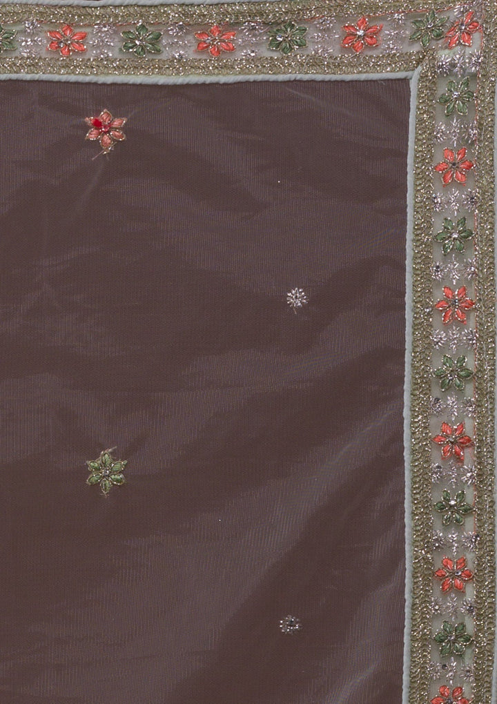 Pista Green Zariwork Net Lehenga-Koskii