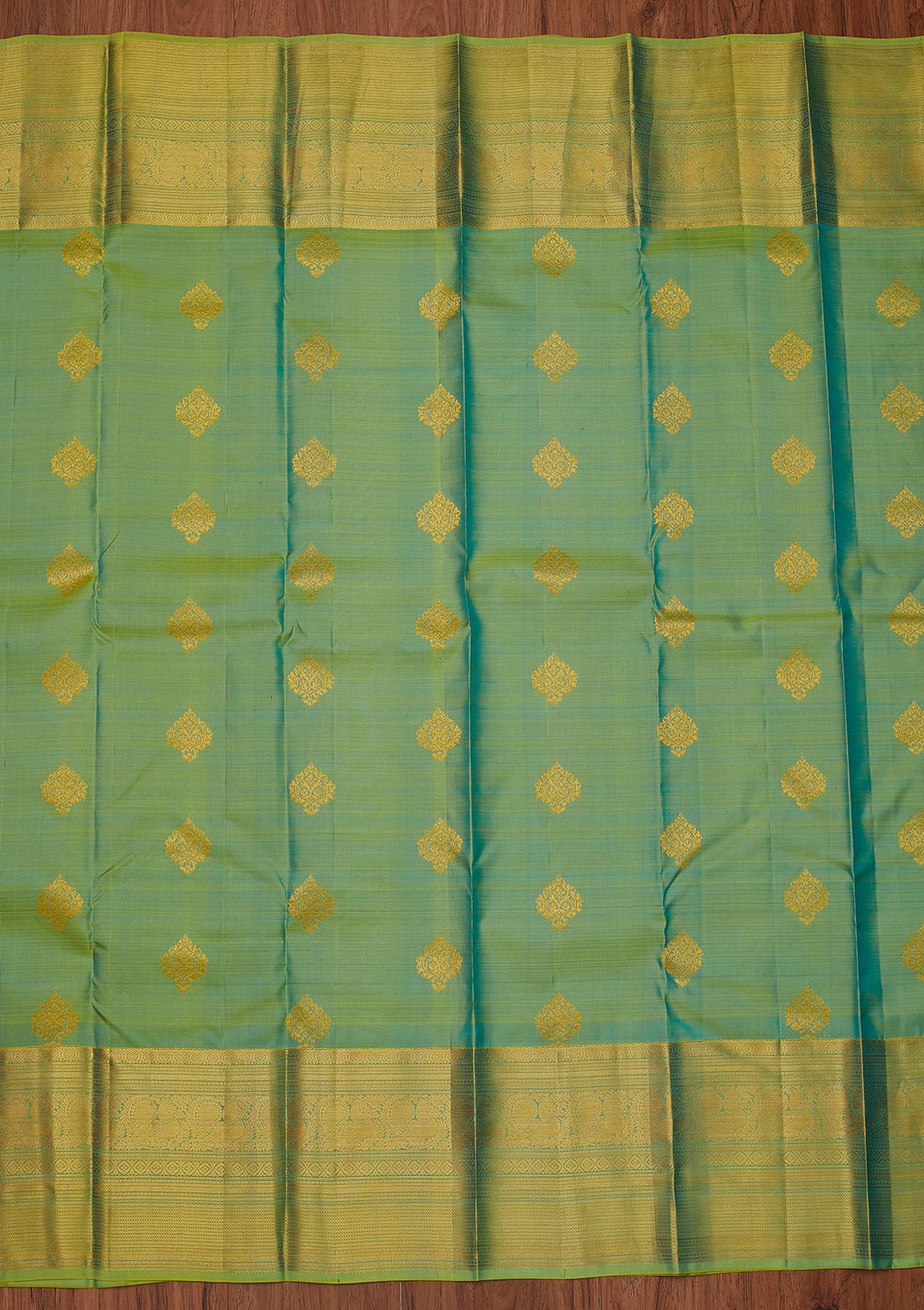 Pista Green Zariwork Pure Silk Designer Unstitched Saree - Koskii