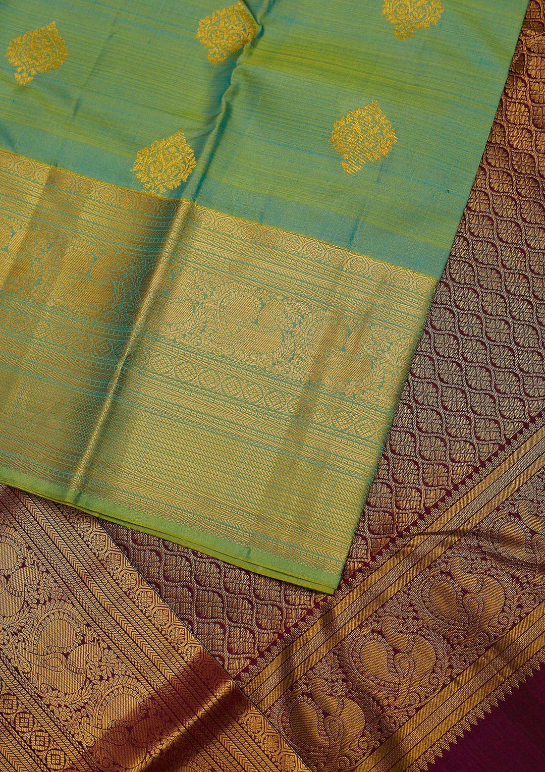 Pista Green Zariwork Pure Silk Designer Unstitched Saree - Koskii