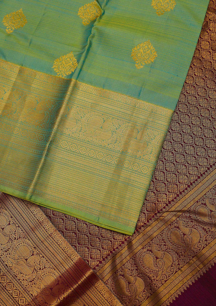 Pista Green Zariwork Pure Silk Designer Unstitched Saree - Koskii