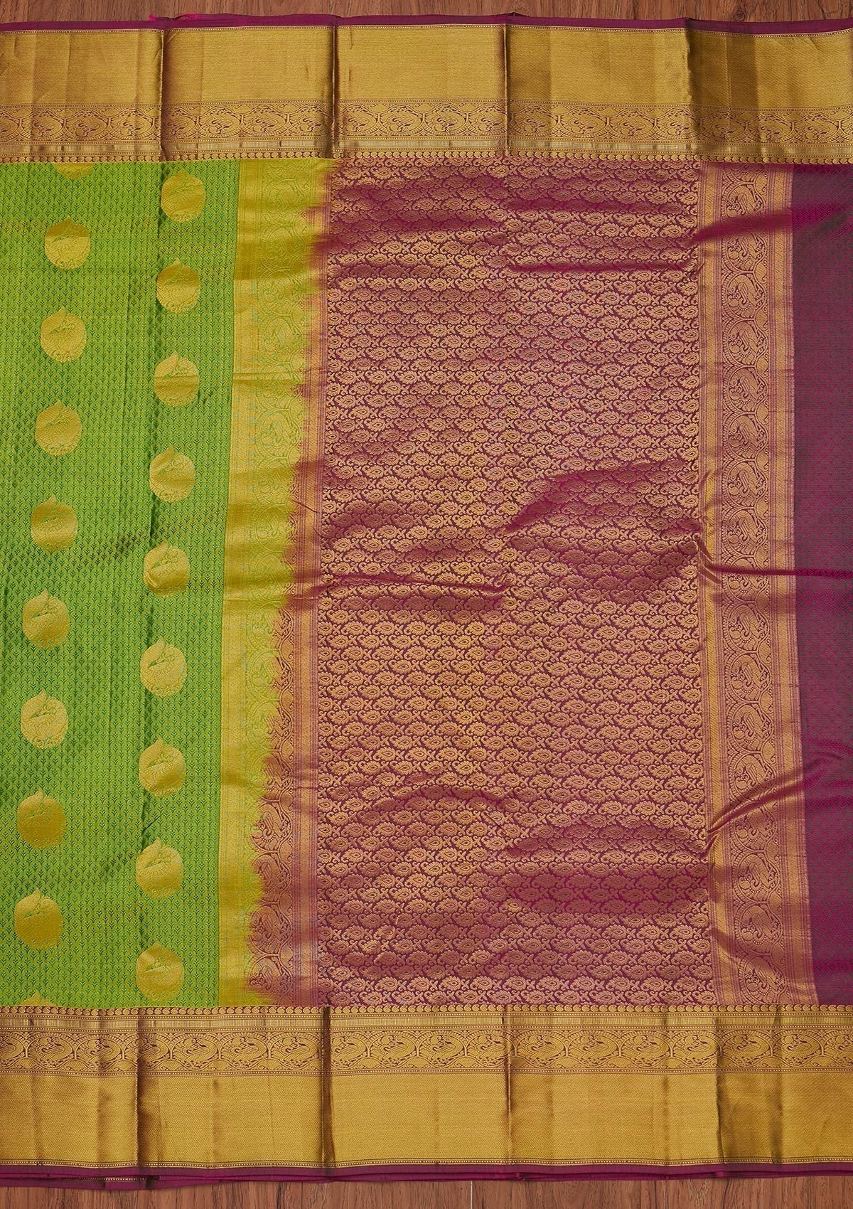 Pista Green Zariwork Pure Silk Designer Unstitched Saree - Koskii