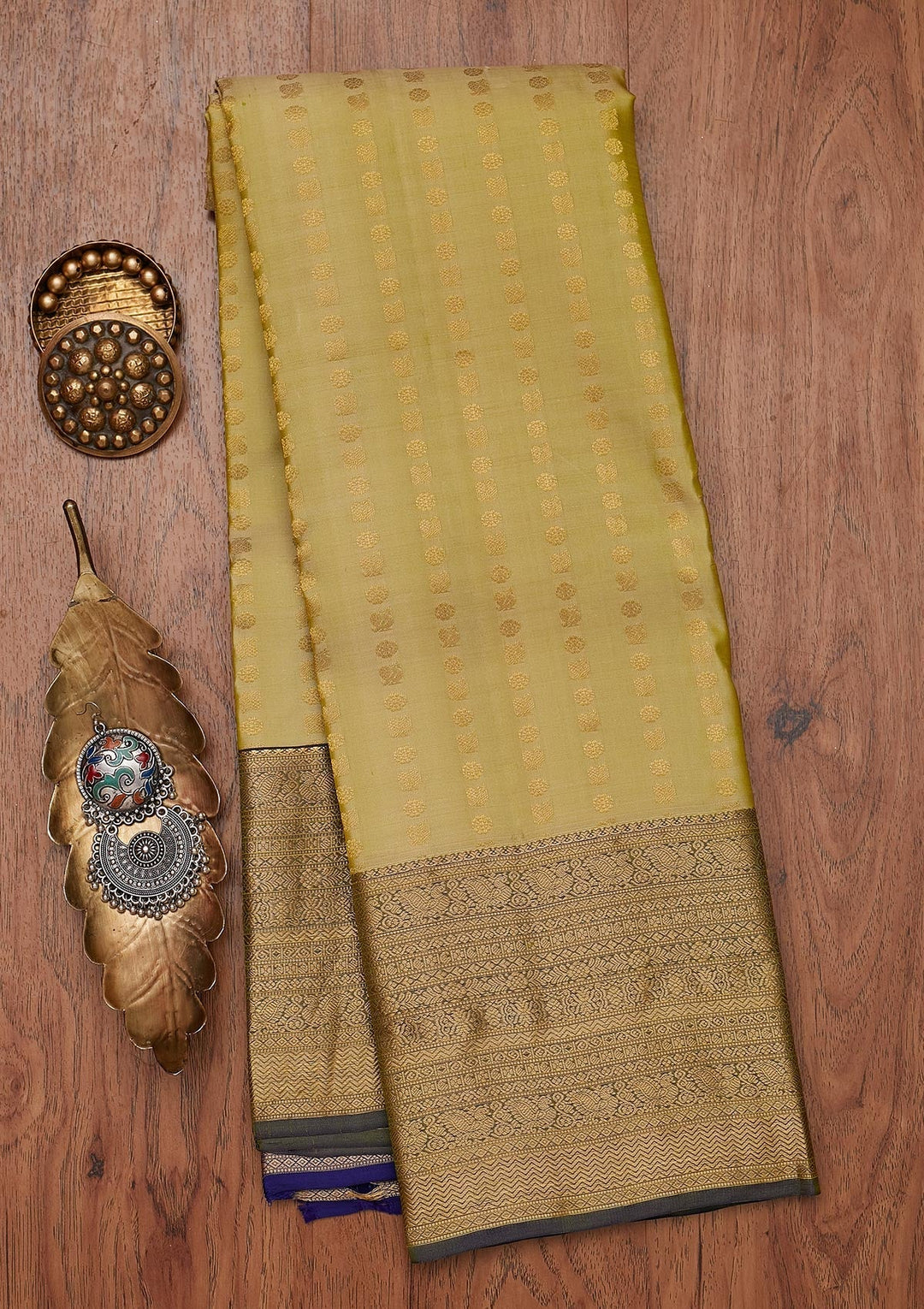 Pista Green Zariwork Pure Silk Designer Unstitched Saree - Koskii