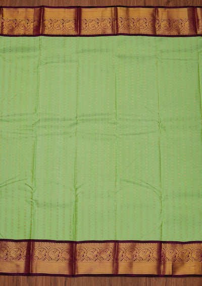 Pista Green Zariwork Pure Silk Designer Unstitched Saree - Koskii