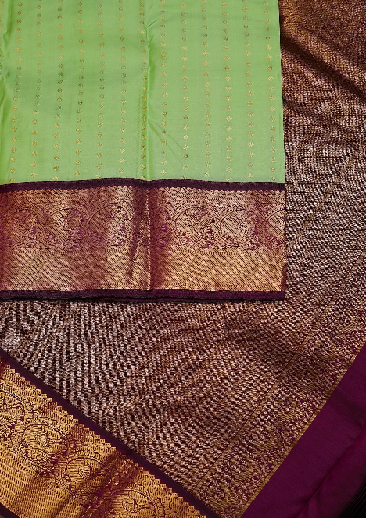 Pista Green Zariwork Pure Silk Designer Unstitched Saree - Koskii