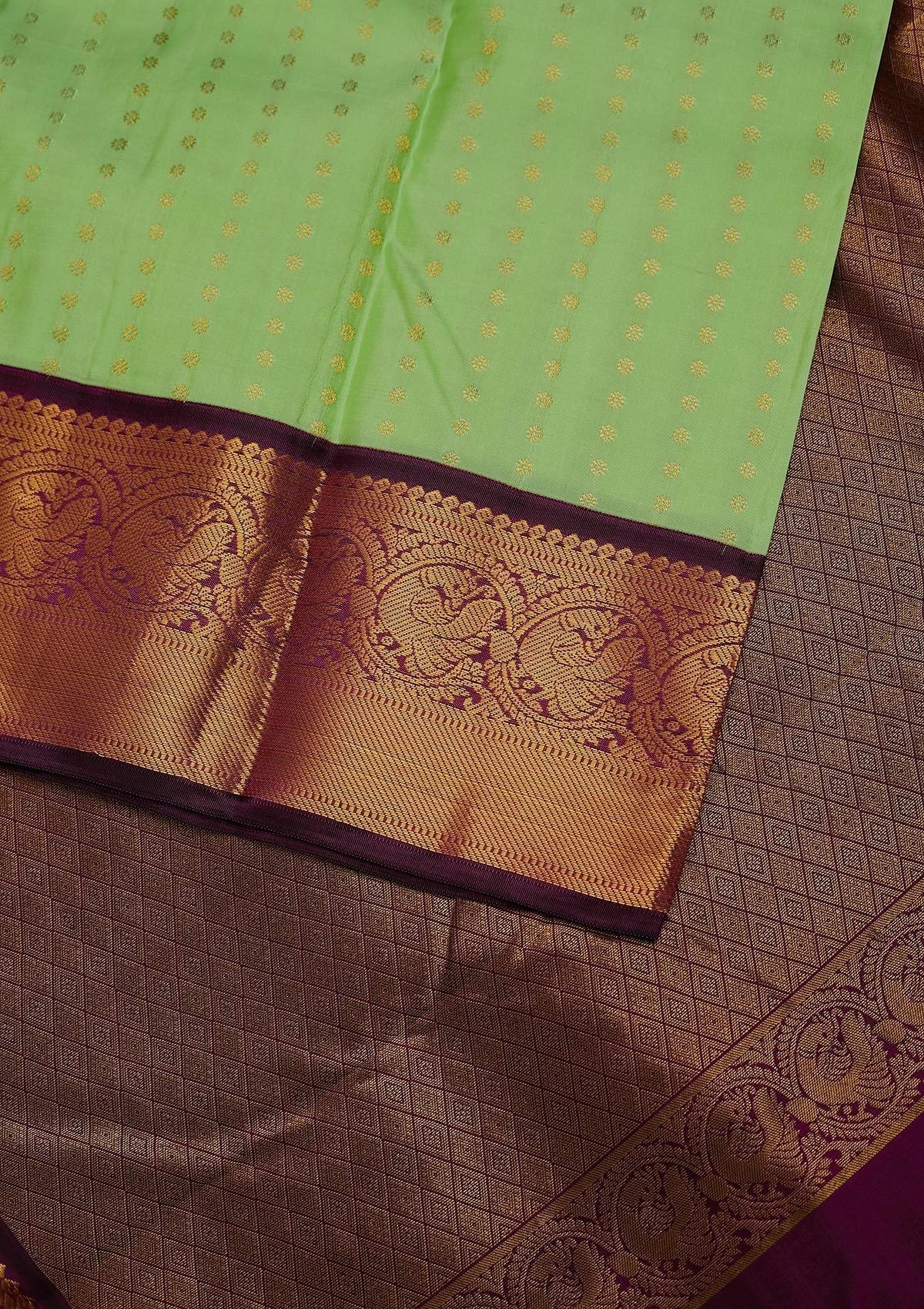 Pista Green Zariwork Pure Silk Designer Unstitched Saree - Koskii