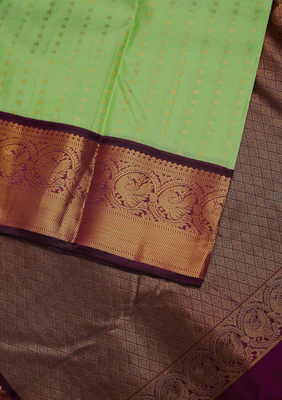 Pista Green Zariwork Pure Silk Designer Unstitched Saree - Koskii
