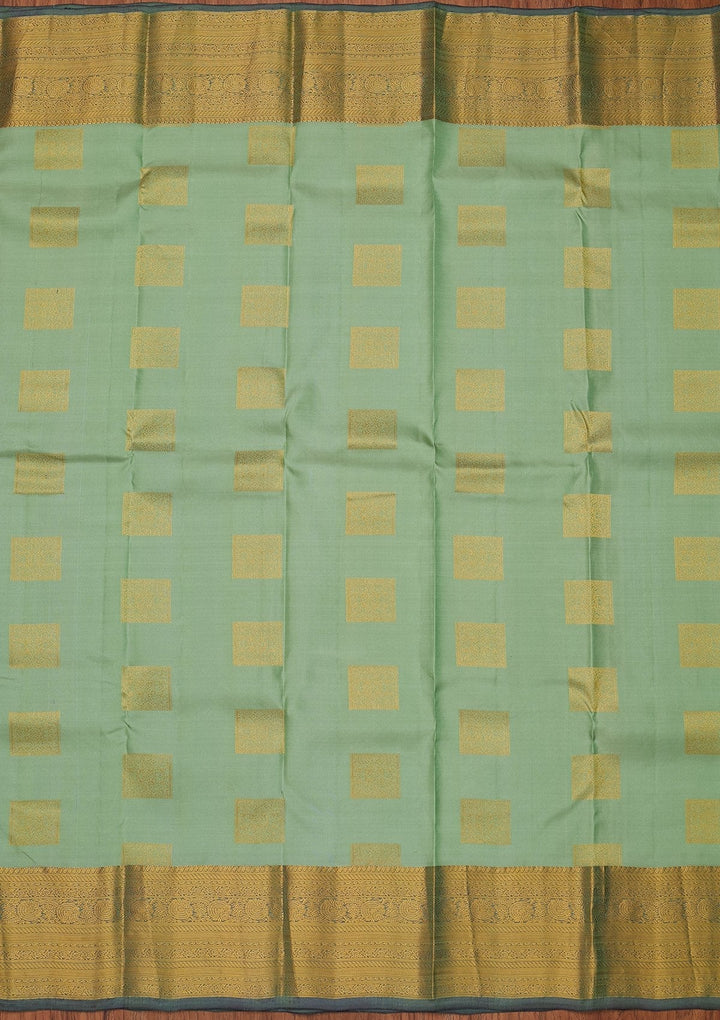 Pista Green Zariwork Pure Silk Designer Unstitched Saree - Koskii