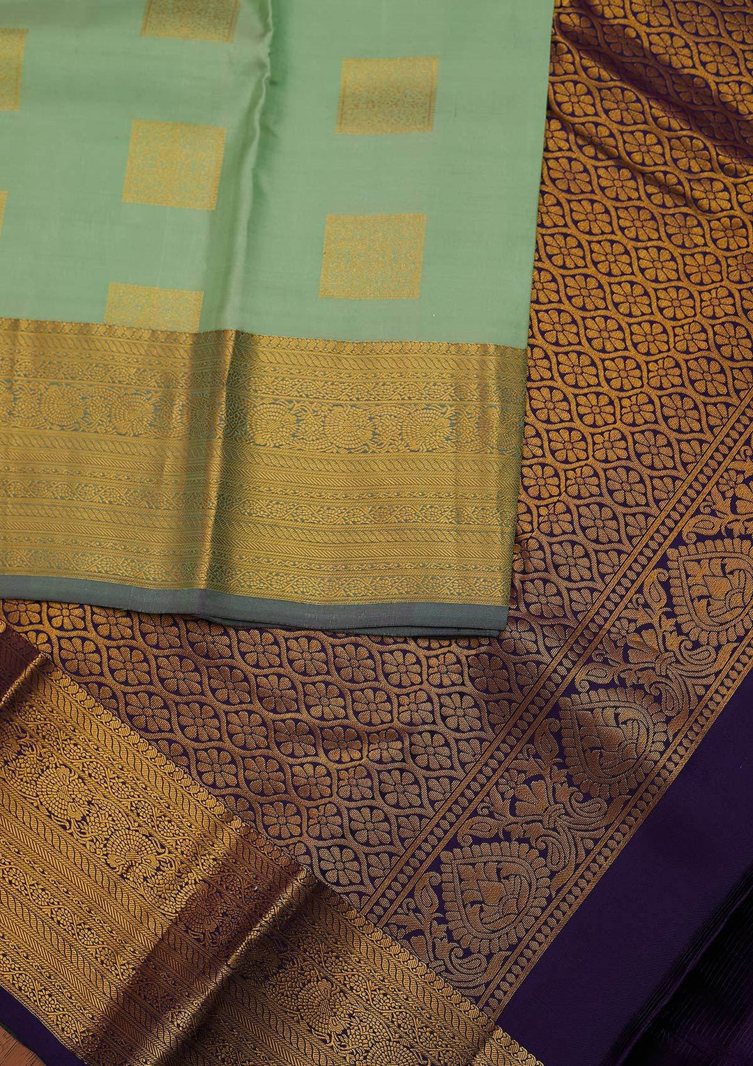 Pista Green Zariwork Pure Silk Designer Unstitched Saree - Koskii