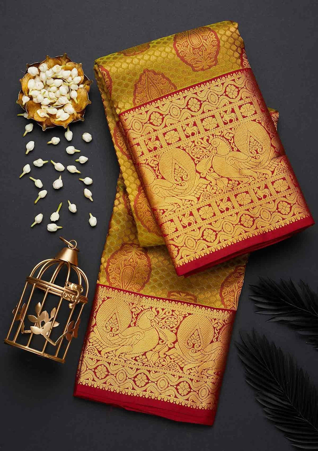 Pista Green Zariwork Pure Silk Designer Saree - Koskii