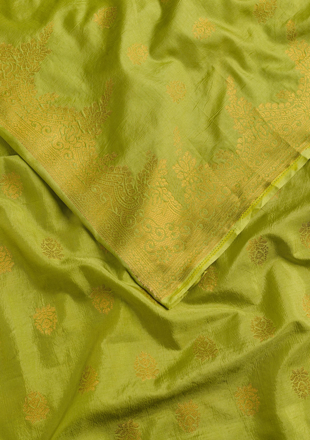 Pista Green Zariwork Raw Silk Dupatta-Koskii