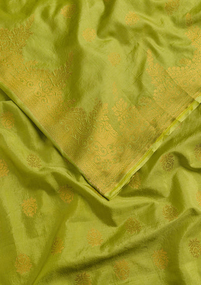 Pista Green Zariwork Raw Silk Dupatta-Koskii