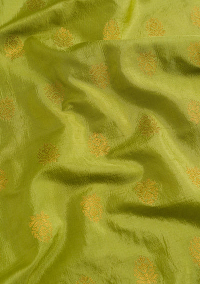 Pista Green Zariwork Raw Silk Dupatta-Koskii