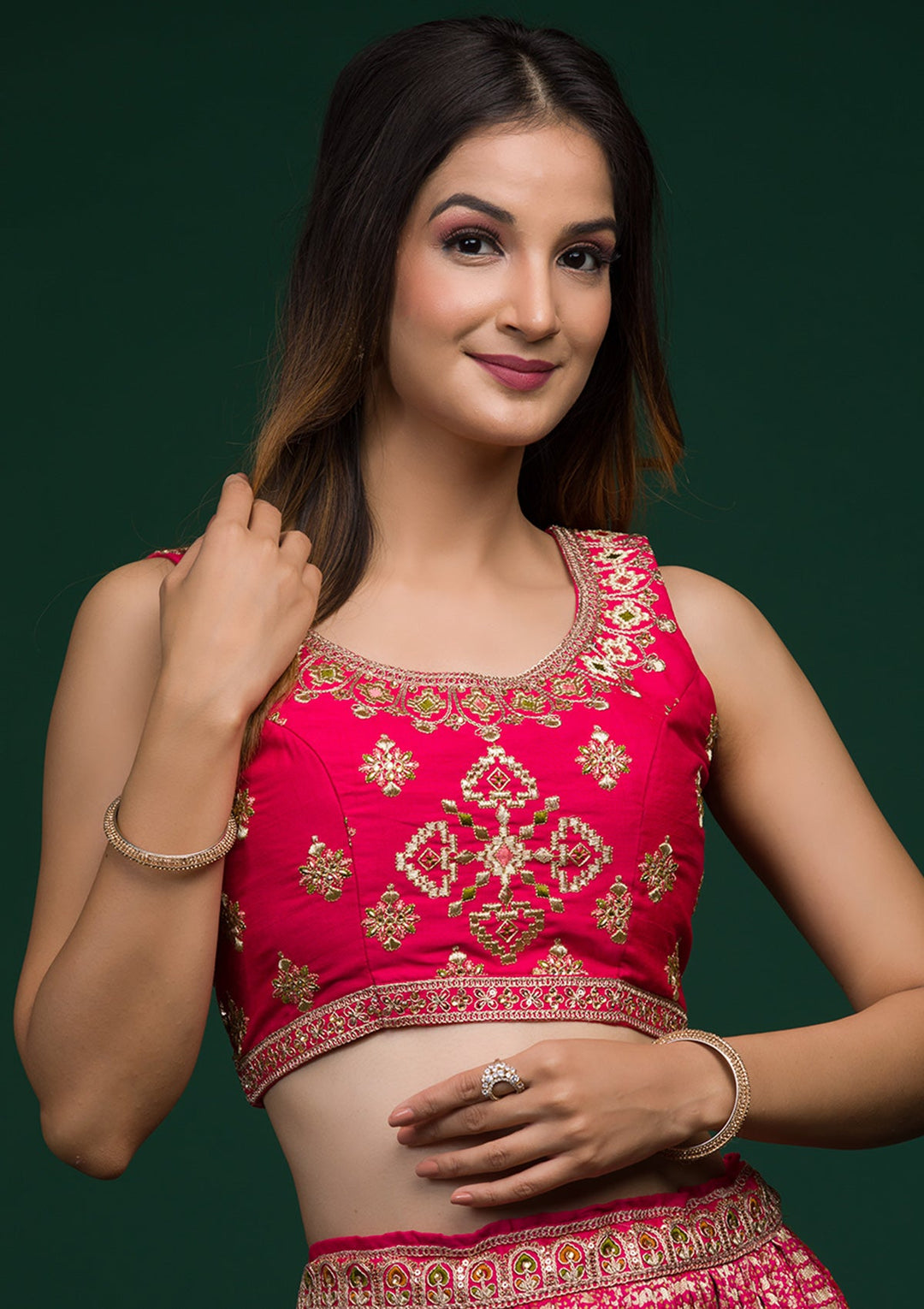 Pista Green Zariwork Raw Silk Lehenga-koskii