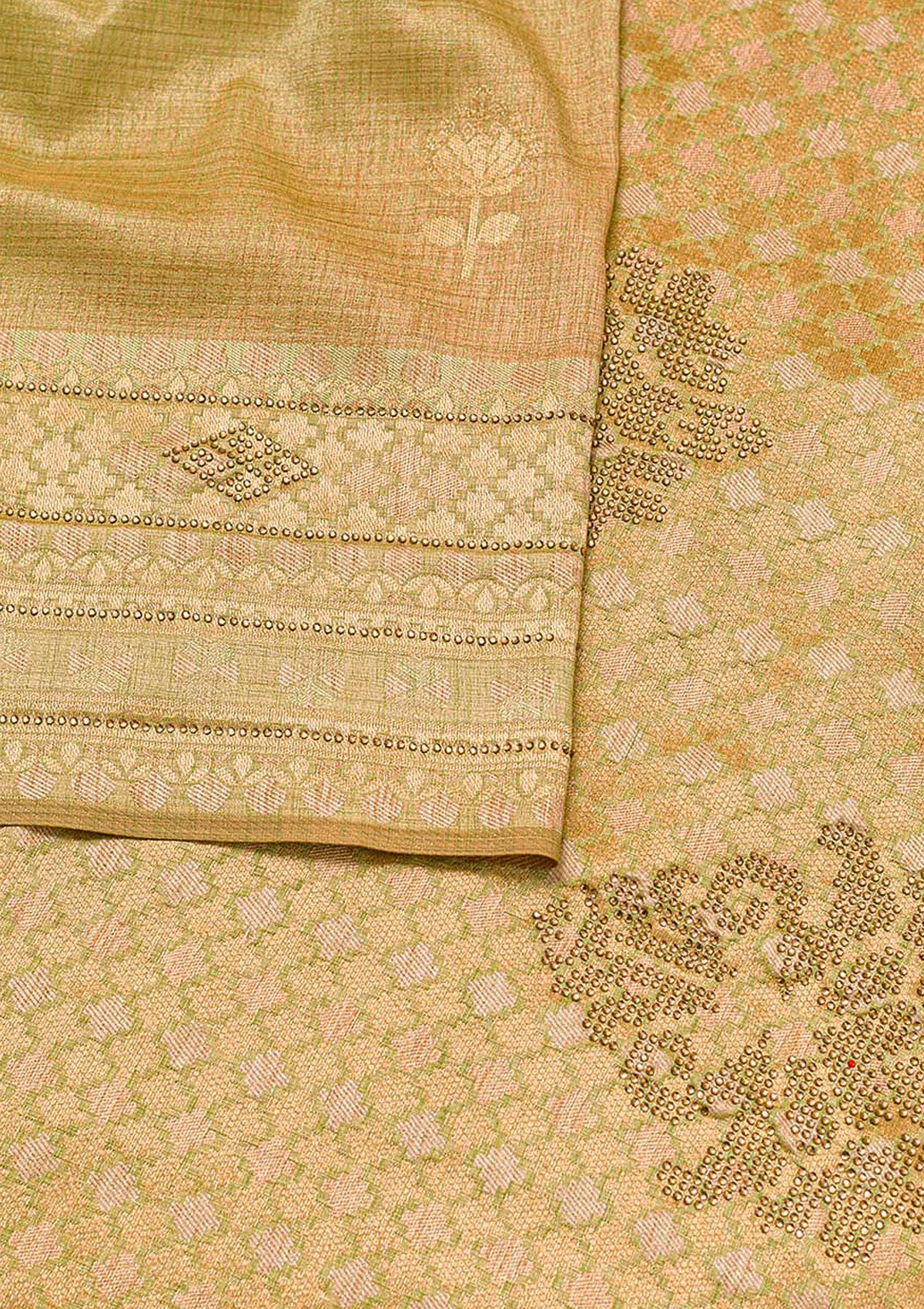 Pista Green Zariwork Raw Silk Saree-Koskii