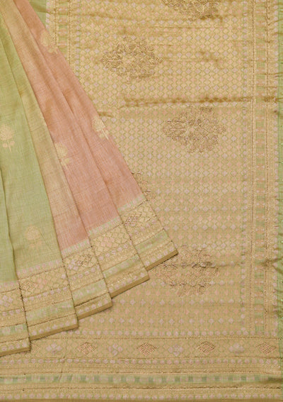 Pista Green Zariwork Raw Silk Saree-Koskii