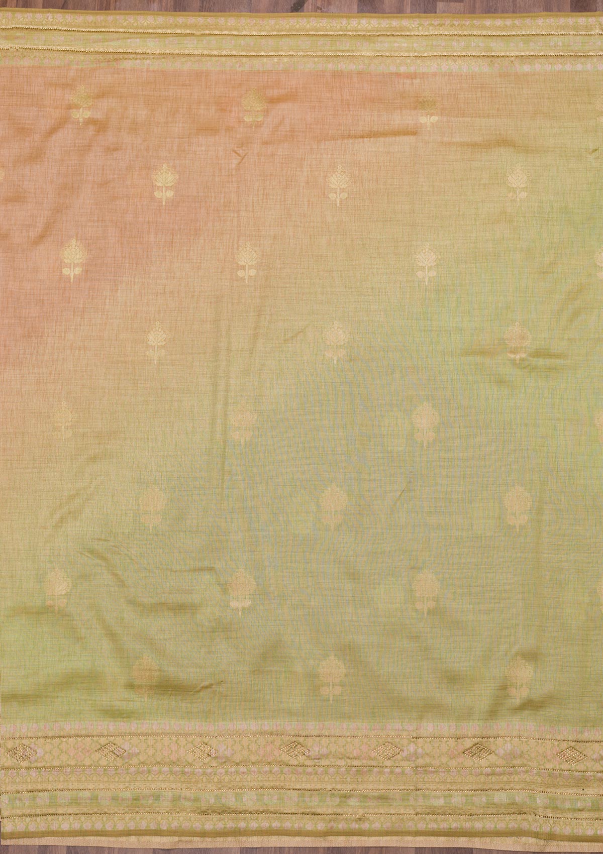 Pista Green Zariwork Raw Silk Saree-Koskii