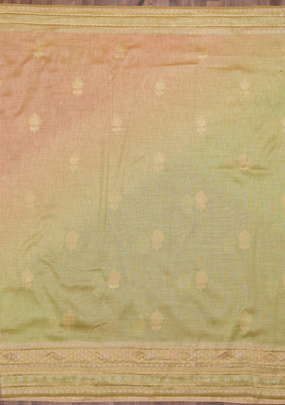 Pista Green Zariwork Raw Silk Saree-Koskii
