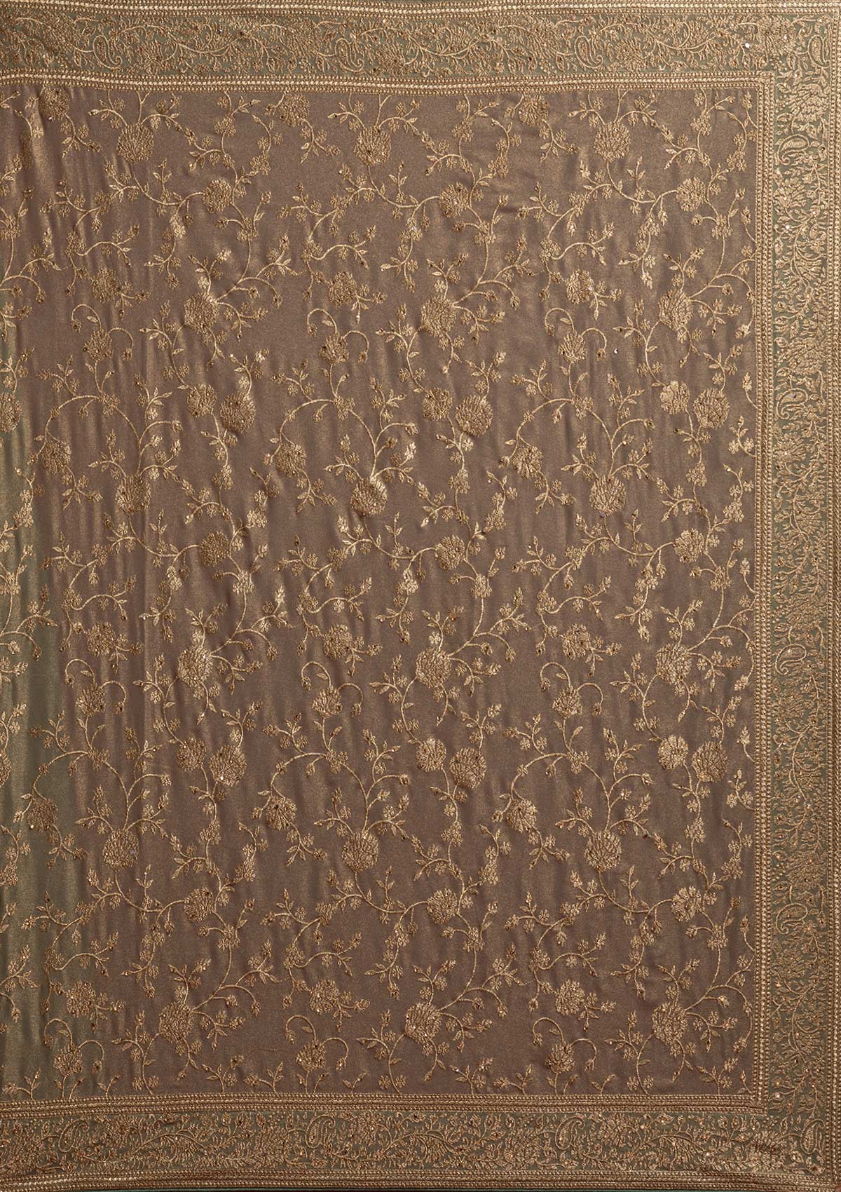 Pista Green Zariwork Shimmer Designer Saree - koskii