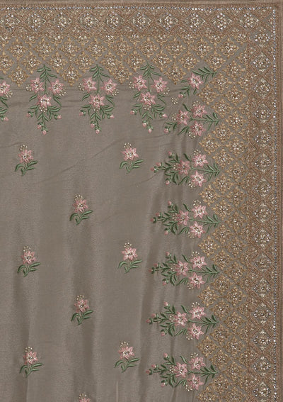 Pista Green Zariwork Shimmer Designer Saree - koskii