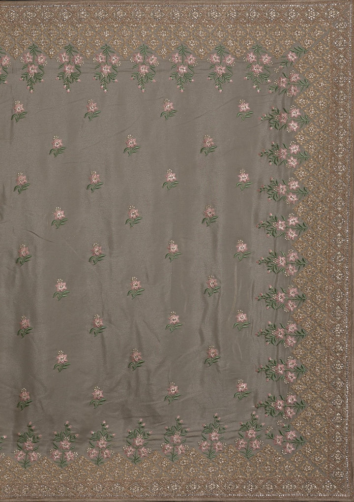 Pista Green Zariwork Shimmer Designer Saree - koskii