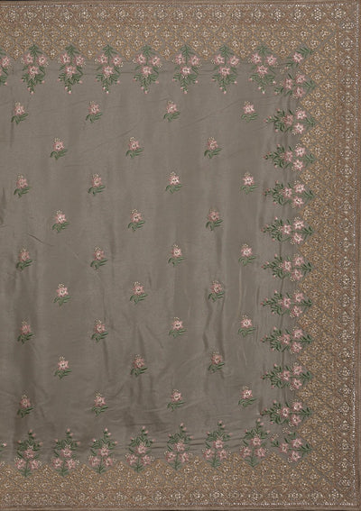 Pista Green Zariwork Shimmer Designer Saree - koskii